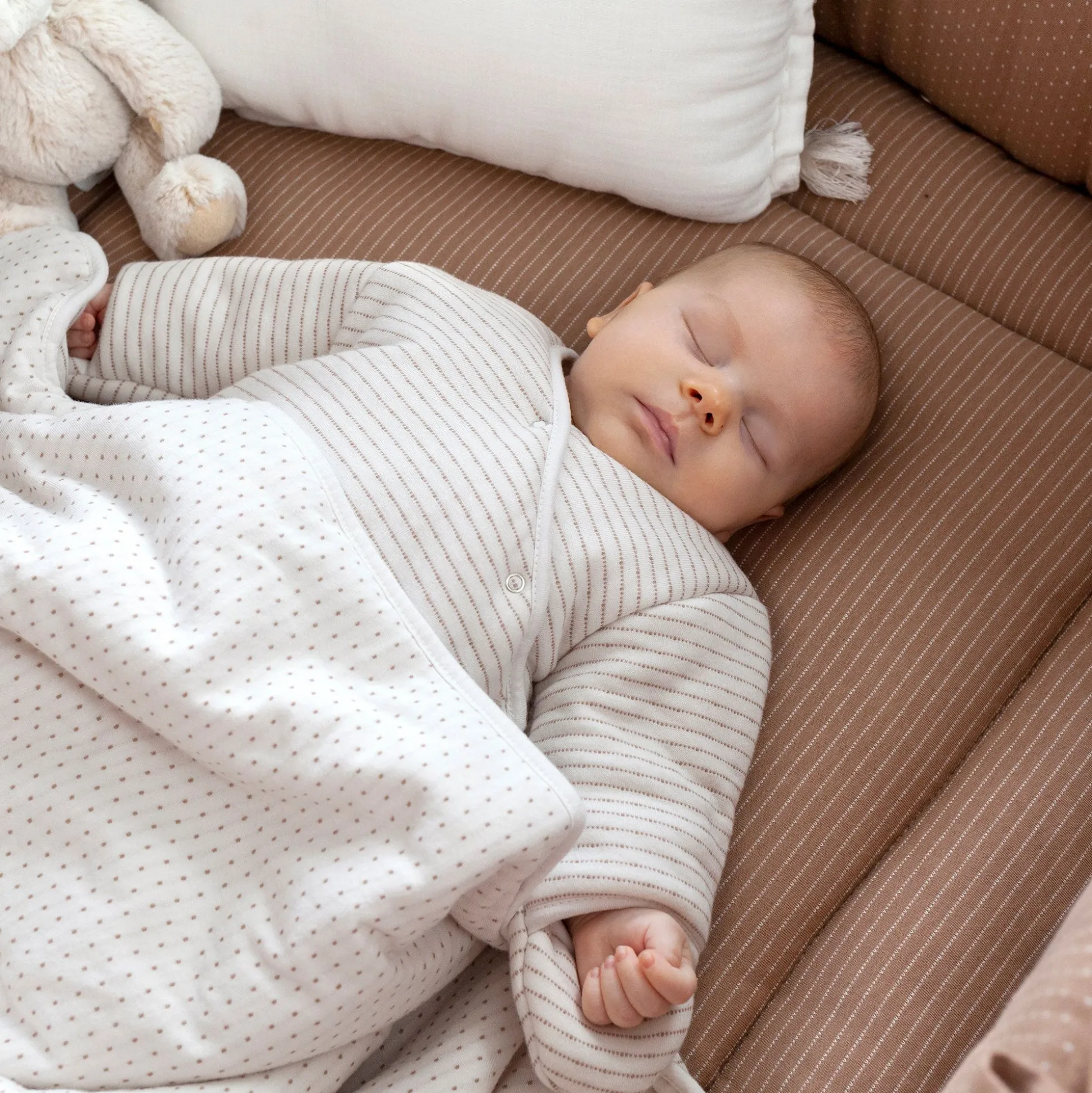 Parklegger Pady Twin Jersey 75X95Cm Dunes Stripe Muffin